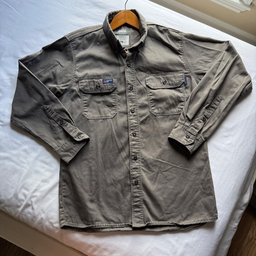 Lapco FR Mens Flame Resistant Work Shirt Gray CAT 2 NFPA 2112 Twill Medium IGR7